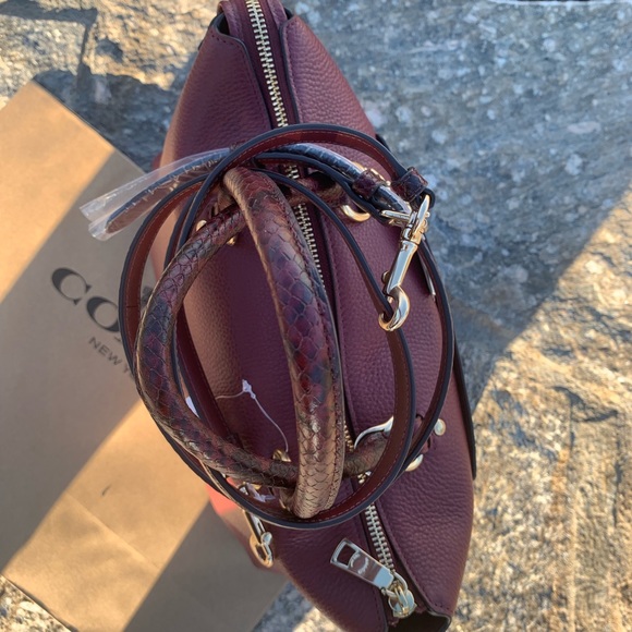 Coach Emma Leather Satchel in Wine/ Gold color - Picture 5 of 8